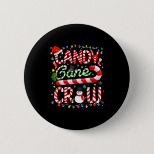 Candy Cane Crew Christmas Pajamas Adult Men Women  2 Inch Round Button
