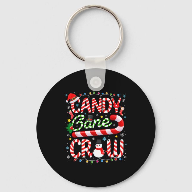 Candy Cane Crew Christmas Pajamas Adult Men Women  Keychain (Front)
