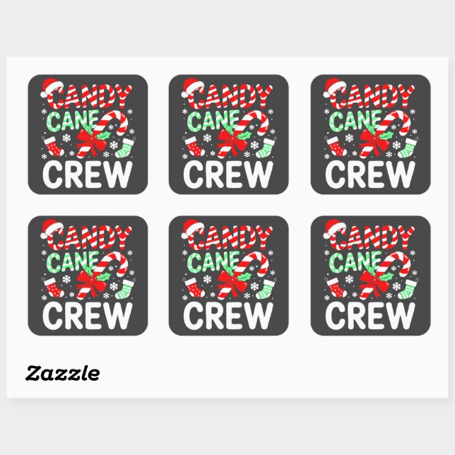 Candy Cane Crew Christmas Pyjamas Square Sticker (Sheet)