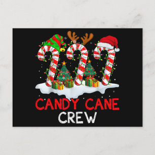 Candy Cane Crew Christmas Santa Elf Reindeer X-mas Holiday Postcard