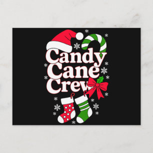 Candy Cane Crew Christmas Santa Hat Snowflake Holiday Postcard