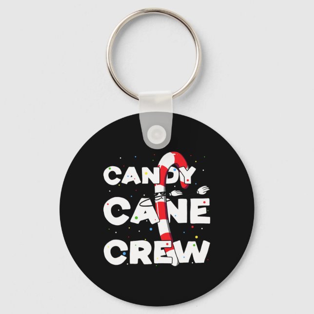 Candy Cane Crew Fun Christmas Candy Lover Dancing  Keychain (Front)