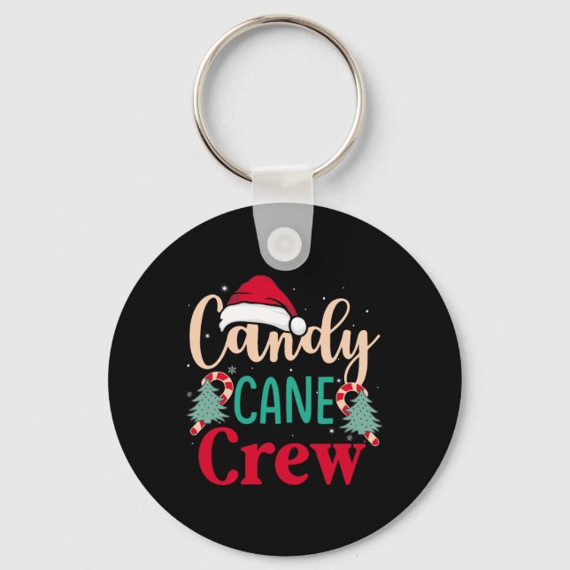 Candy Cane Crew Fun Christmas Candy Lover Xmas Wom Keychain (Front)