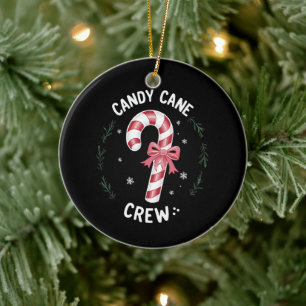 Candy Cane Crew Funny Christmas Candy Lover Xmas Ceramic Ornament