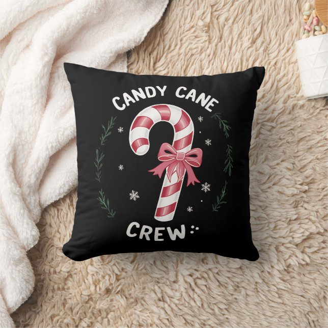 Candy Cane Crew Funny Christmas Candy Lover Xmas Throw Pillow (Blanket)
