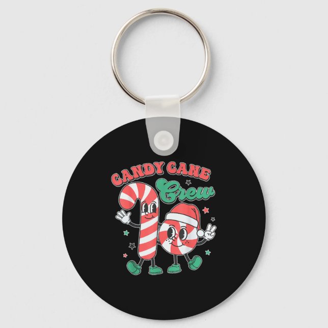 Candy Cane Crew - Funny Christmas Holiday Men Wome Keychain (Front)