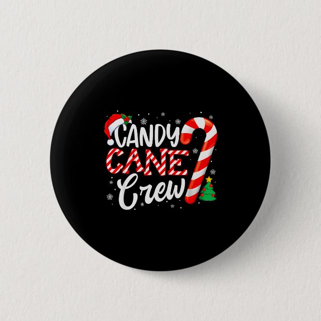 Candy Cane Crew Funny Xmas Christmas Pajamas Men W 2 Inch Round Button (Front)