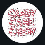 Candy Cane Crew Lover Christmas Xmas Pajama Classic Round Sticker<br><div class="desc">Candy Cane Crew Lover Christmas Xmas Pajama</div>