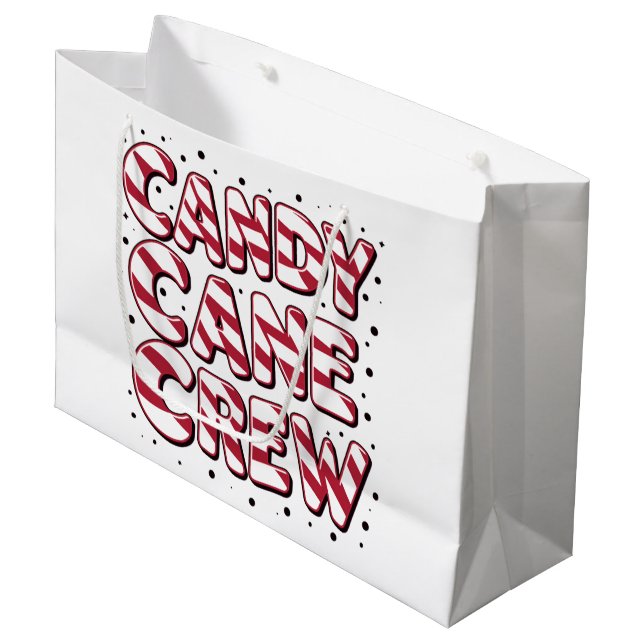 Candy Cane Crew Lover Christmas Xmas Pajama Large Gift Bag (Front Angled)