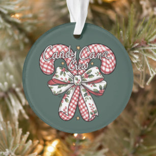 Candy Cane Crew Preppy Christmas Holiday Ornament