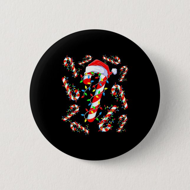 Candy Cane Crew Red And White Santa Funny Christma 2 Inch Round Button (Front)
