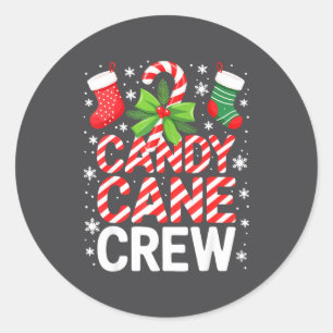 Candy Cane Crew Shirt Adult Men Women Kids Christm Classic Round Sticker