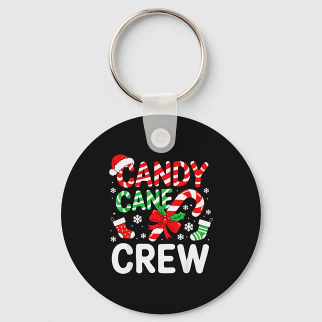Candy Cane Crew Shirt Adult Men Women Kids Christm Keychain (Front)