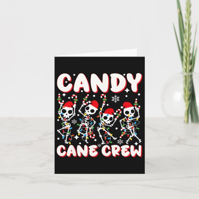 Candy Cane Crew Skeleton Christmas Candy Lover Xma Card (Front)