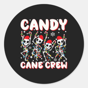 Candy Cane Crew Skeleton Christmas Candy Lover Xma Classic Round Sticker