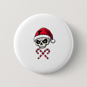 Candy Cane Crew Skull Christmas 2025 Funny Men Boy 2 Inch Round Button