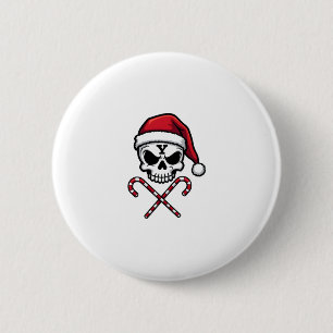 Candy Cane Crew Skull Christmas 2025 Funny Men Boy 2 Inch Round Button