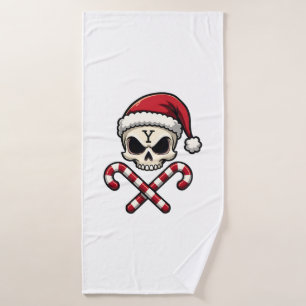 Candy Cane Crew Skull Christmas 2025 Funny Men Boy Bath Towel