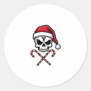 Candy Cane Crew Skull Christmas 2025 Funny Men Boy Classic Round Sticker