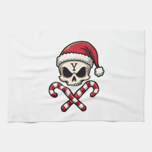 Candy Cane Crew Skull Christmas 2025 Funny Men Boy Kitchen Towel