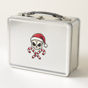 Candy Cane Crew Skull Christmas 2025 Funny Men Boy Metal Lunch Box