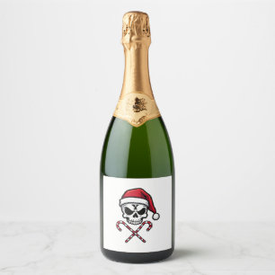 Candy Cane Crew Skull Christmas 2025 Funny Men Boy Sparkling Wine Label