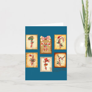 Candy Cane Crew Vintage Stamp Christmas Holiday Xm Card