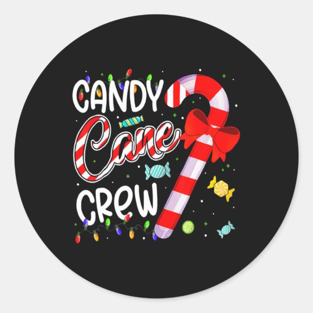 Candy Cane Crew Xmas Lights Candy Matching Family  Classic Round Sticker (Front)