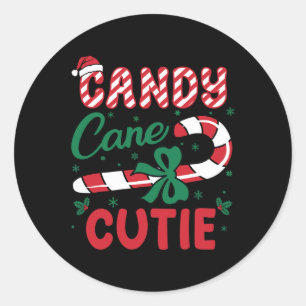 Candy Cane Cutie Funny Christmas Holiday Boys Todd Classic Round Sticker