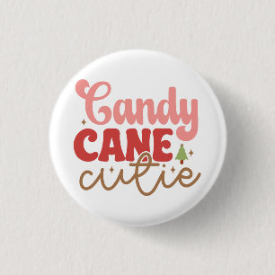 Candy Cane Cutie Retro Groovy Christmas Holidays 1 Inch Round Button