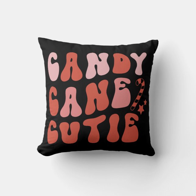 Candy Cane Cutie Throw Pillow (Front)