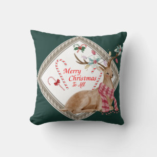 Candy Cane Decorative Christmas Pillow Reversible