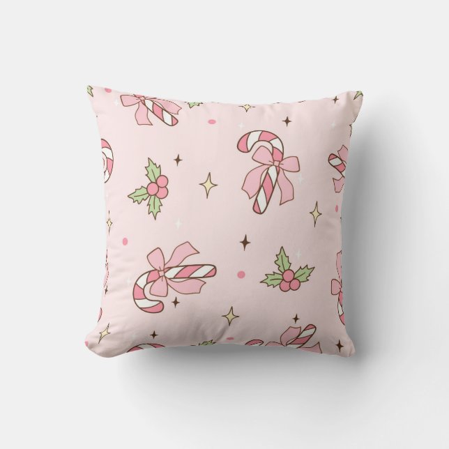Candy Cane Delight Throw Pillow (Front)