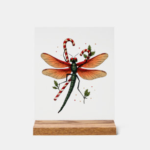 Candy Cane Dragonfly Acrylic Sign