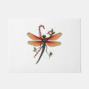 Candy Cane Dragonfly Doormat