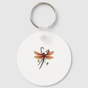 Candy Cane Dragonfly Keychain