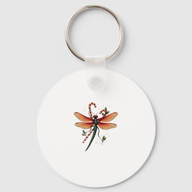 Candy Cane Dragonfly Keychain (Front)