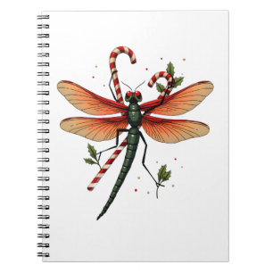 Candy Cane Dragonfly Notebook
