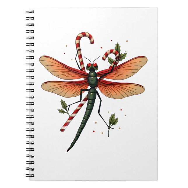 Candy Cane Dragonfly Notebook (Front)
