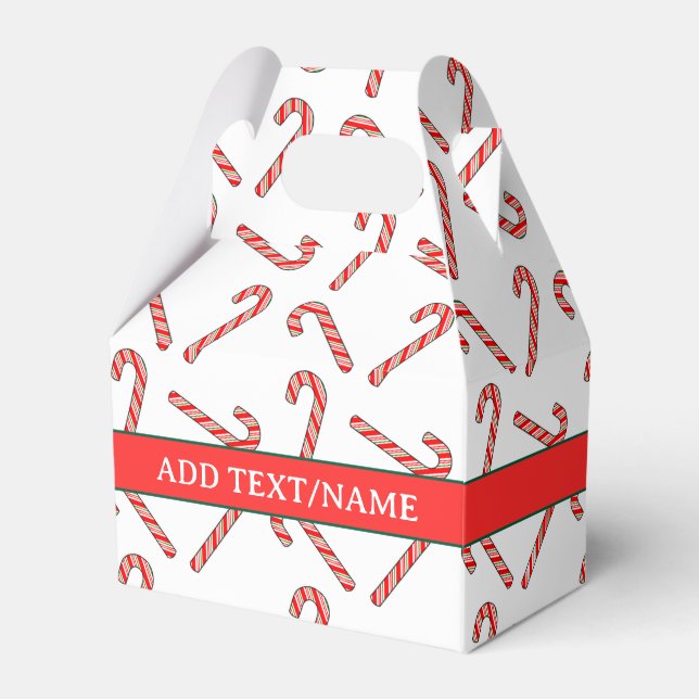 Candy Cane Drawings In Red Green White Favor Box (Front Side)