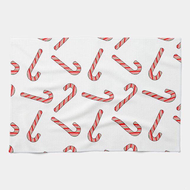Candy Cane Drawings In Red Green White  Kitchen Towel (Horizontal)