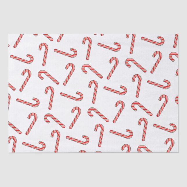 Candy Cane Drawings In Red Green White  Tissue Paper (Front)