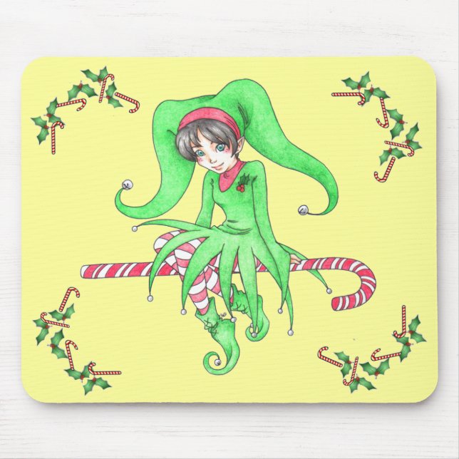 Candy Cane Elf Holiday Mousepad (Front)