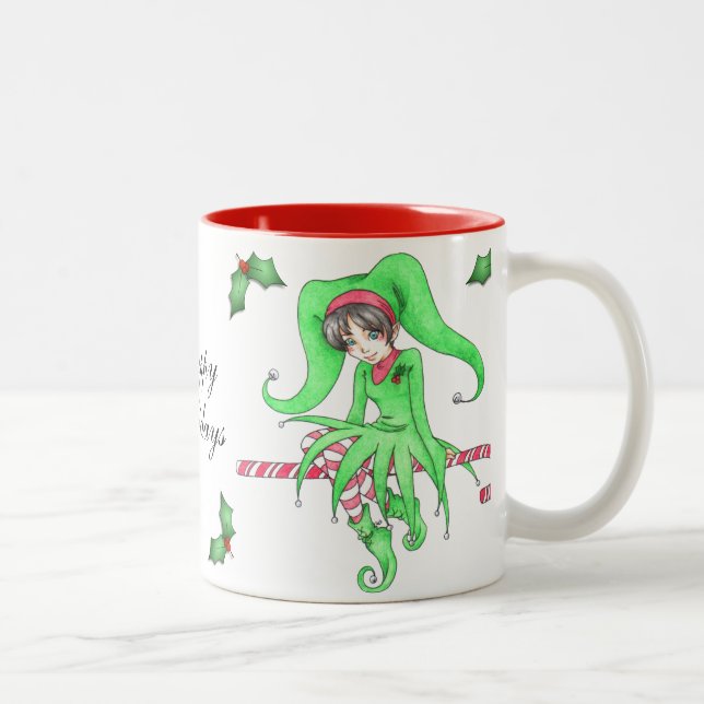 Candy Cane Elf Holiday Mug (Right)
