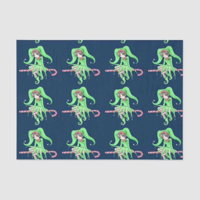 Candy Cane Elf Tissue Paper (Front)