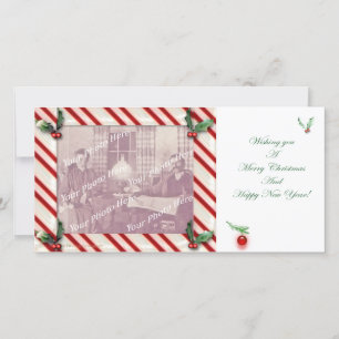 Candy Cane Frame Christmas Photocard Holiday Card