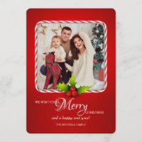 Candy Cane Frame Photo Holiday Card