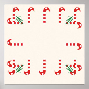 Candy cane frame poster