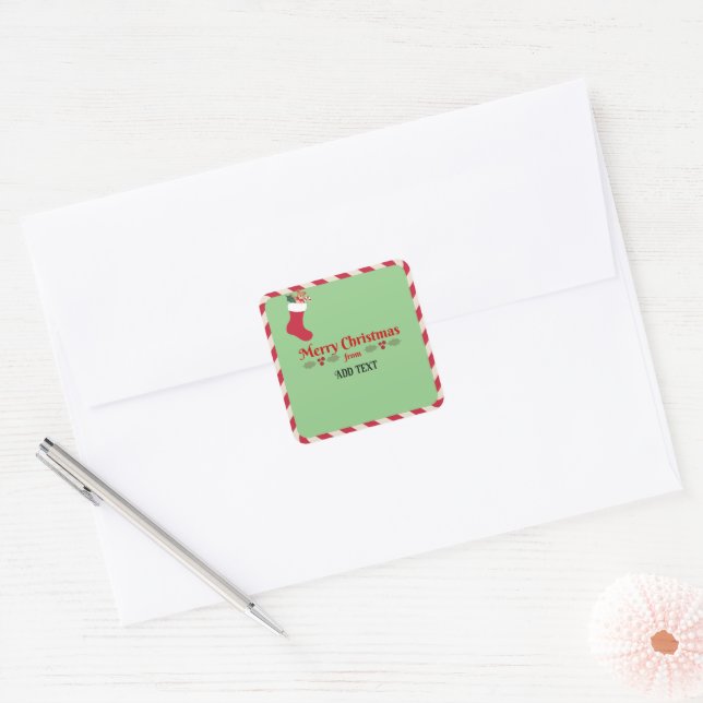 Candy Cane Frame TEMPLATE Square Sticker (Envelope)