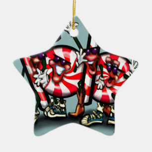 Candy Cane Gang Ceramic Ornament